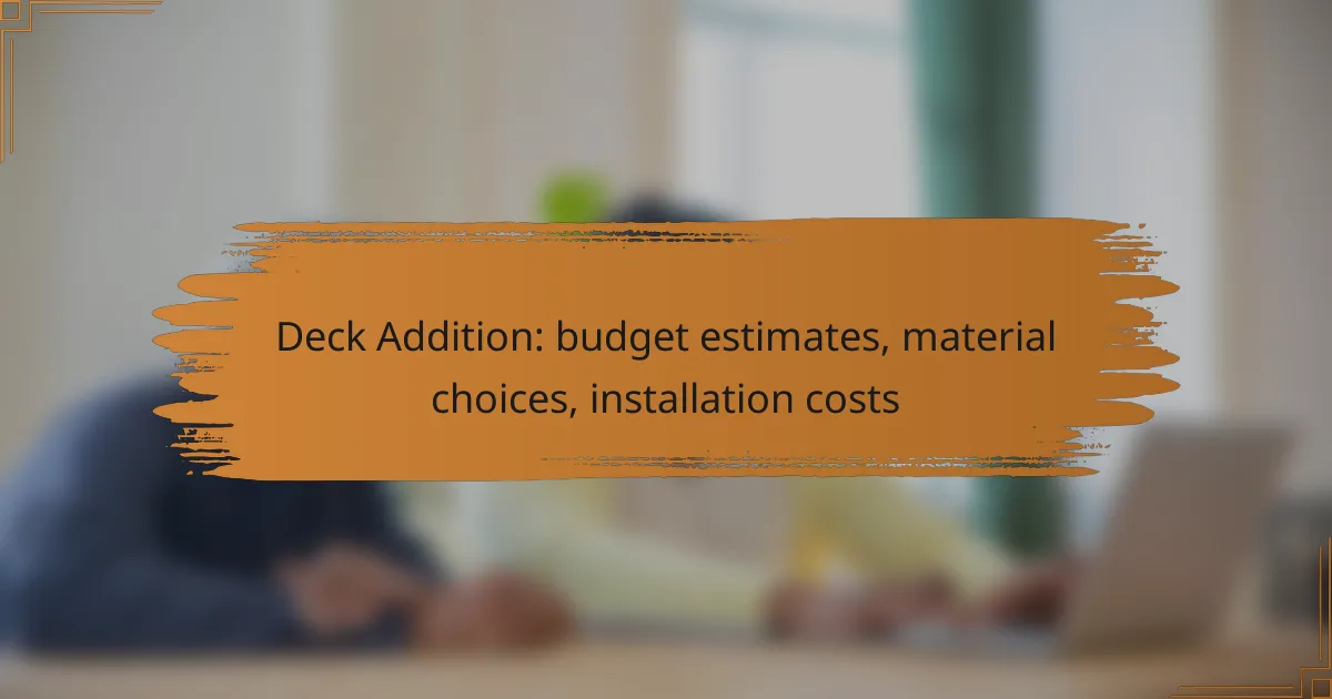 Deck Addition: budget estimates, material choices, installation costs