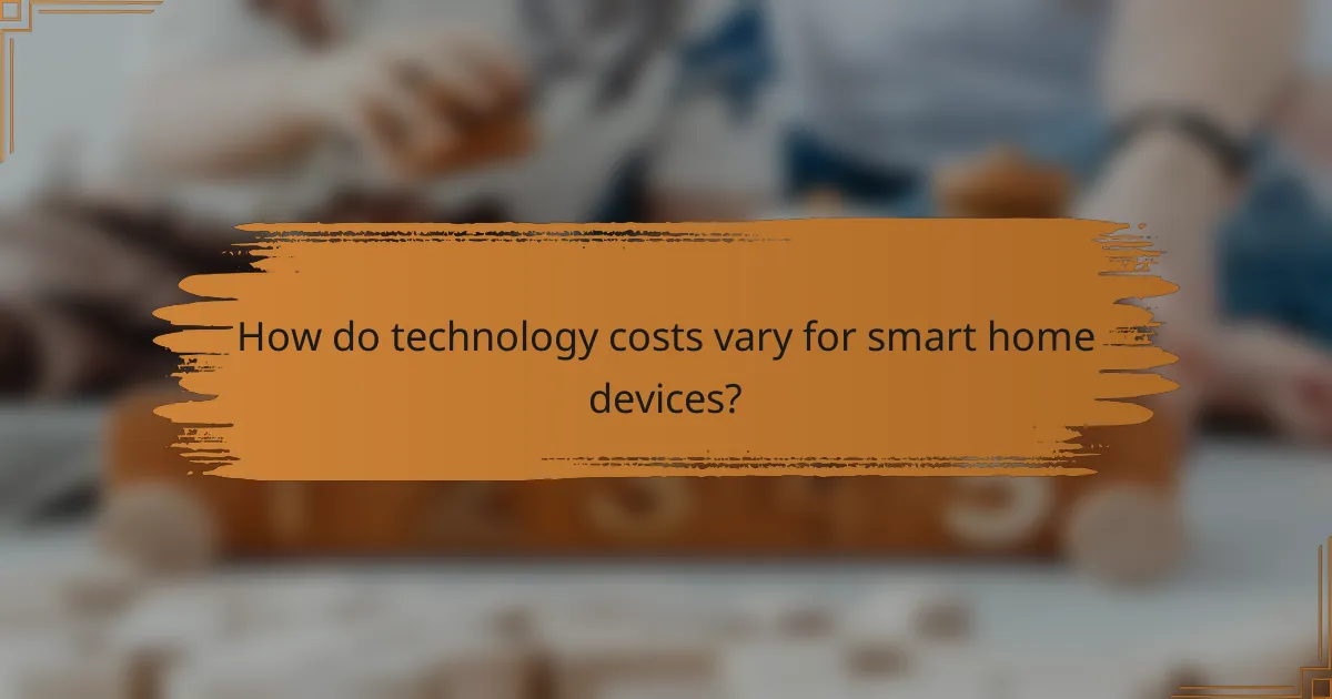 How do technology costs vary for smart home devices?